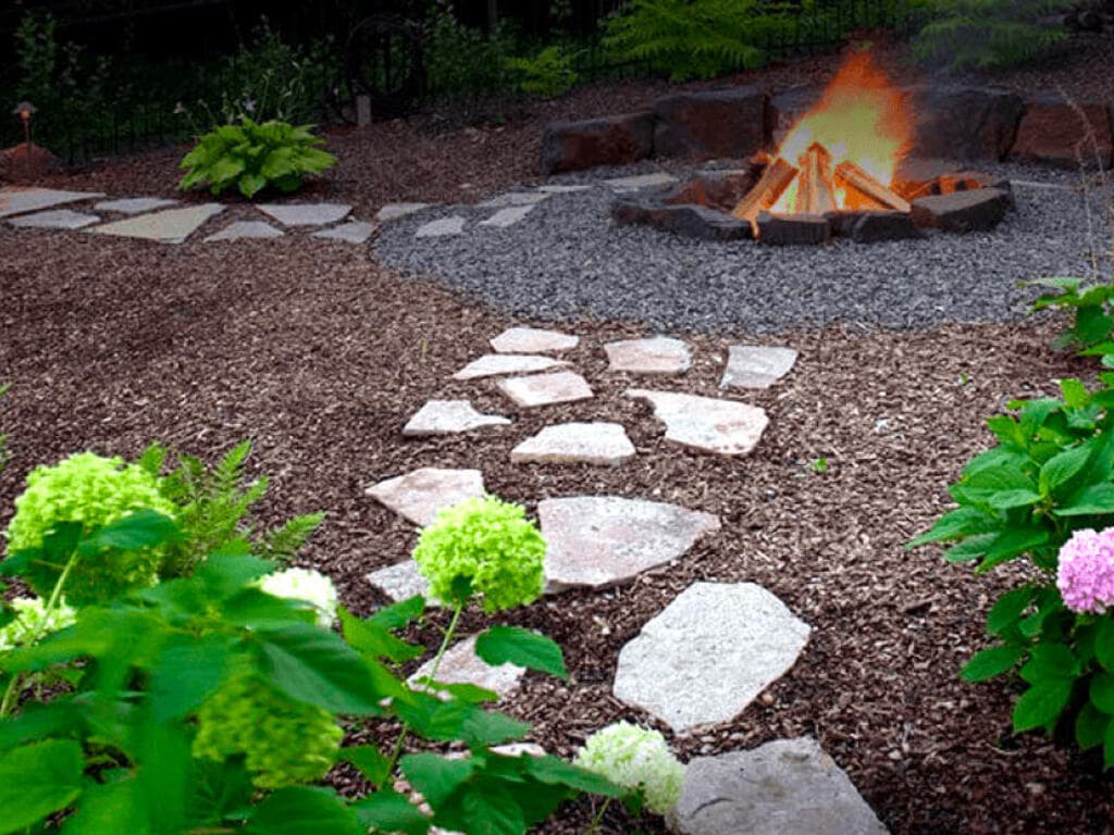 Fire pit with walkways